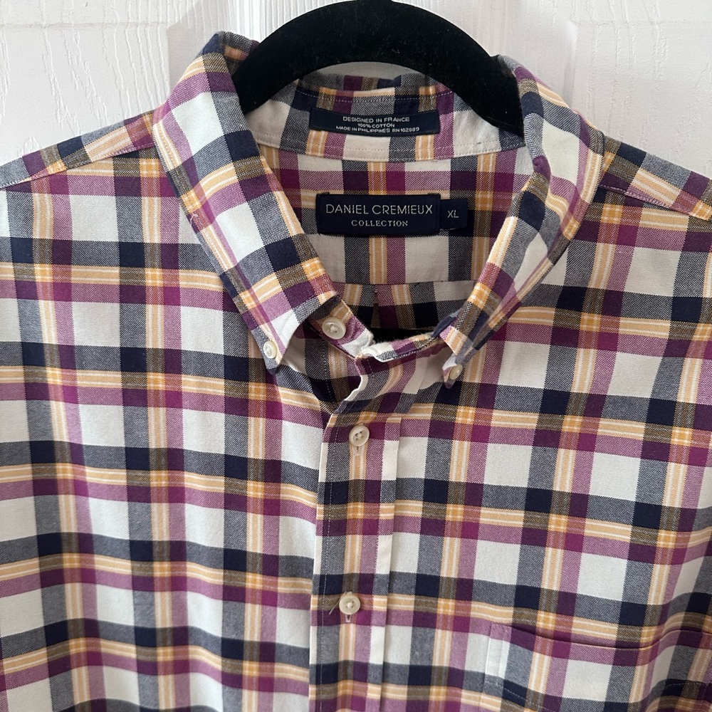 Daniel Cremieux Men's Checkered Shirt - Purple and Yellow
